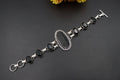 Bracelet en tourmaline noire brute et onyx noire en argent oxydé