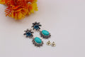 Boucles d'oreilles en turquoise et topaze bleue