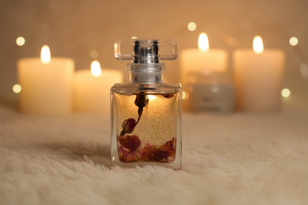 Parfum droit avec fond bougies cocooning