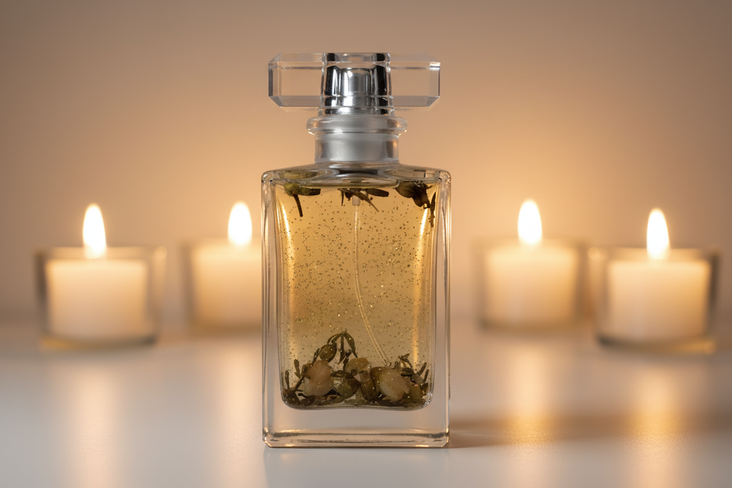 Parfum végétal lumineux avec paillettes