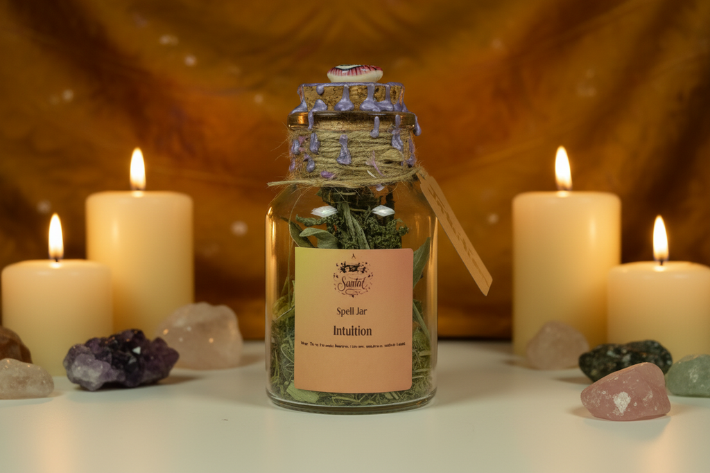 Spell jar Intuition droit avec fond doré