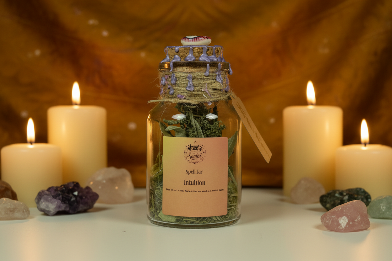 Spell jar Intuition droit avec fond doré