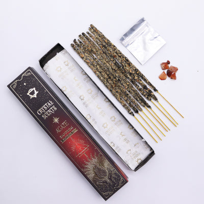 Encens herbe et cristaux Agate Rouge